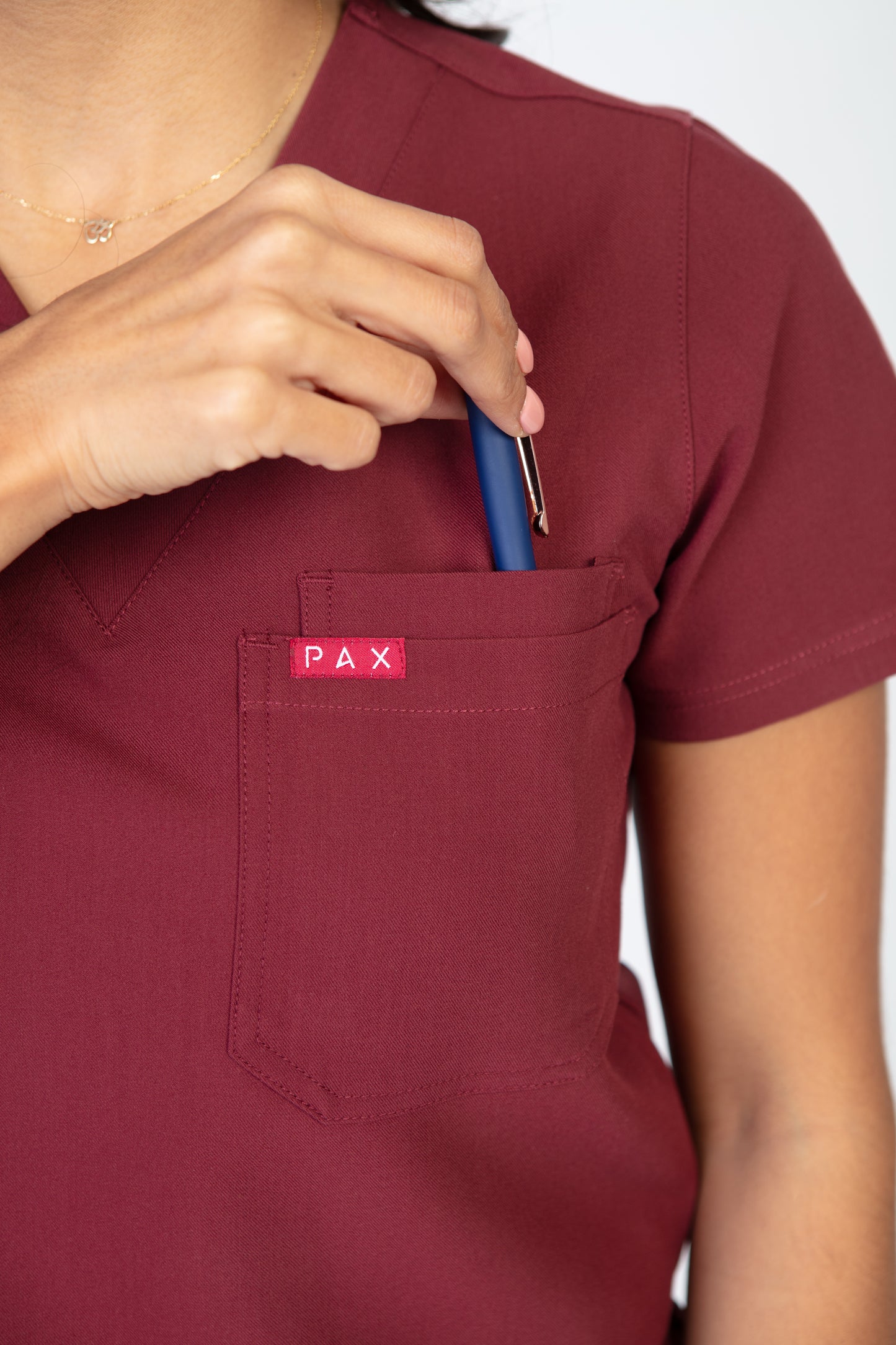 Burgundy Sequi Women Scrubs Top