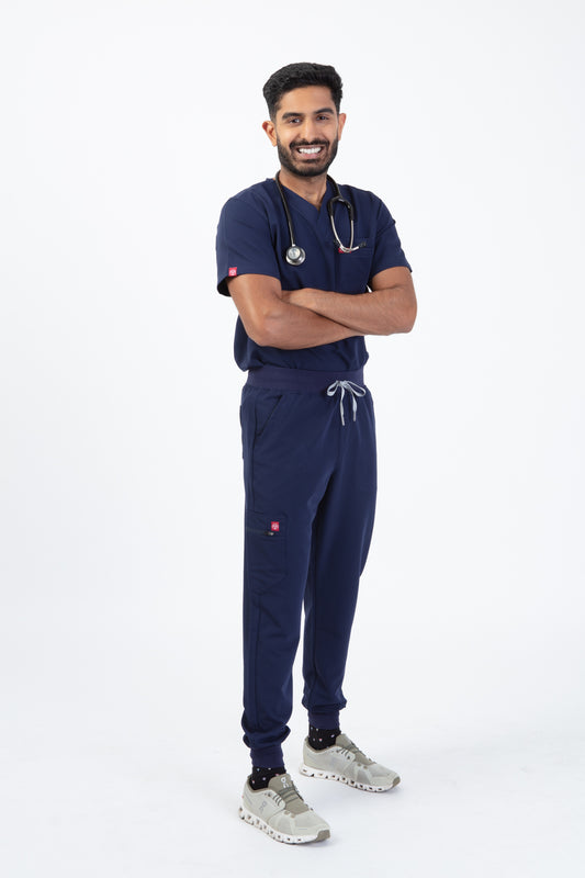 Navy Velox Men Joggers Scrubs Set