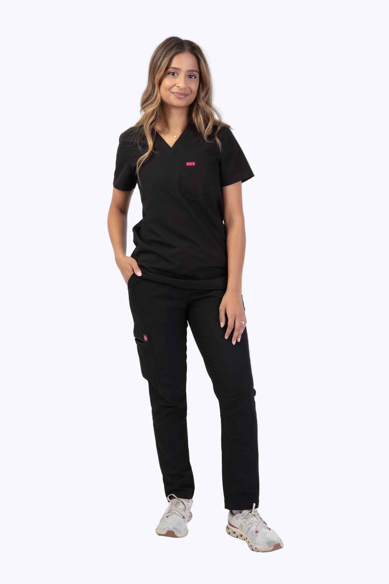 Black Sequi Straight Leg Scrub Set Women PAX Scrubs black-sequi-straight-leg-scrub-set-women-pax-scrubs