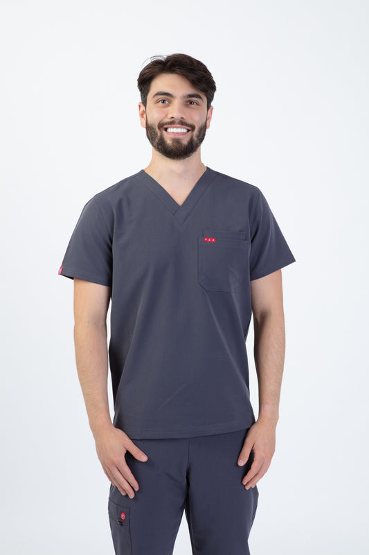 Grey Velox Men Scrubs Top