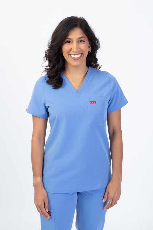 Ceil Blue Sequi Women Scrubs Top