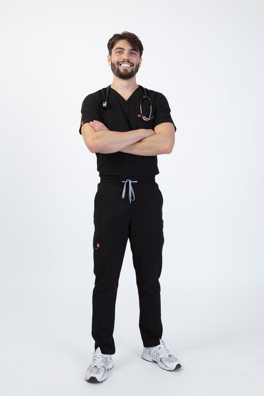 Black Sequi Men Scrubs Set