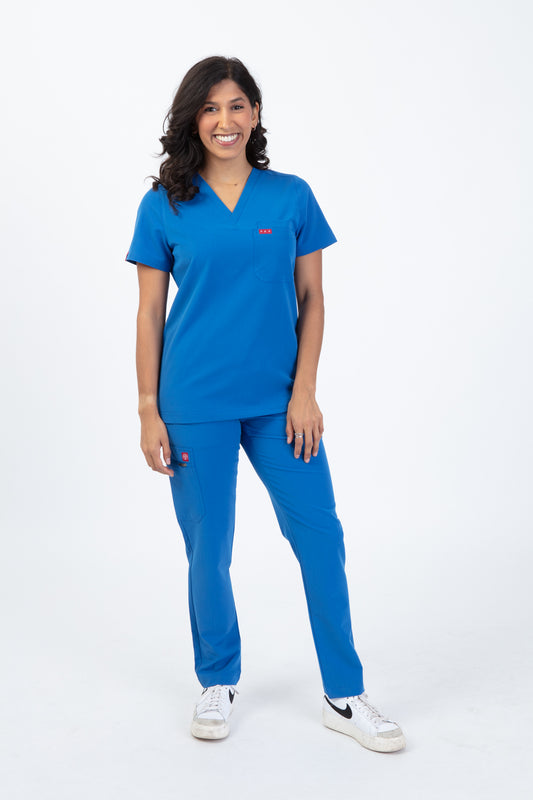 Royal Blue Sequi Women Scrubs Set