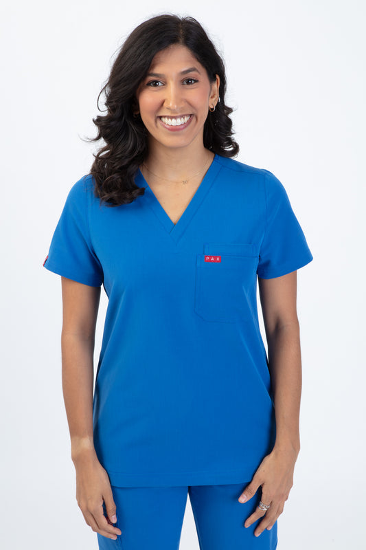 Royal Blue Sequi Women Scrubs Top