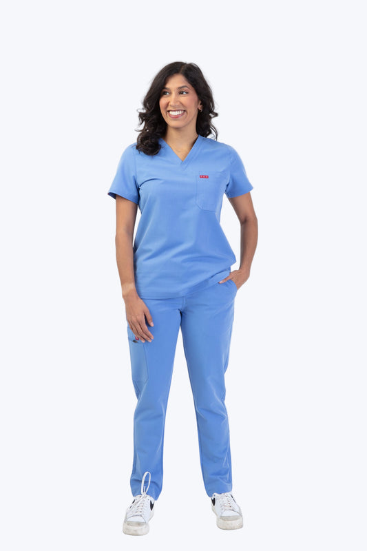 Ceil Blue Sequi Women Scrubs Top