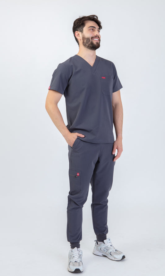 Grey Velox Men Scrubs Top