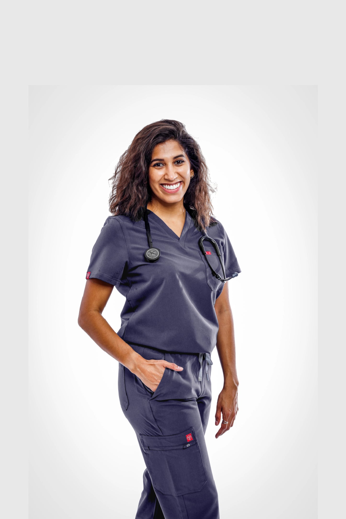 Grey Sequi Women Scrubs Set
