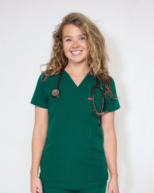 Green Sequi Women Scrubs Top