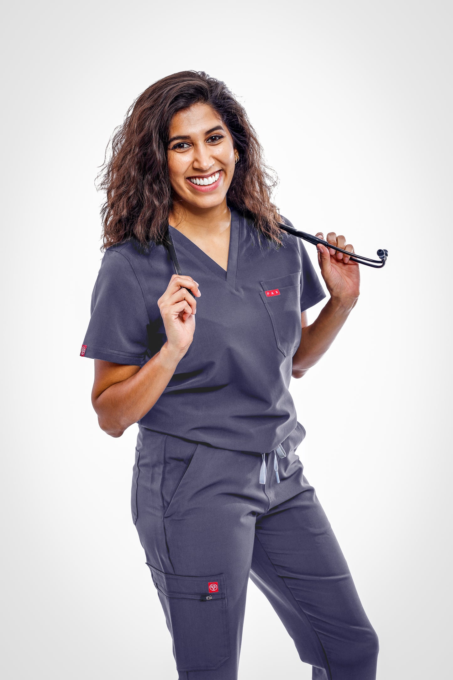 Grey Sequi Women Scrubs Set