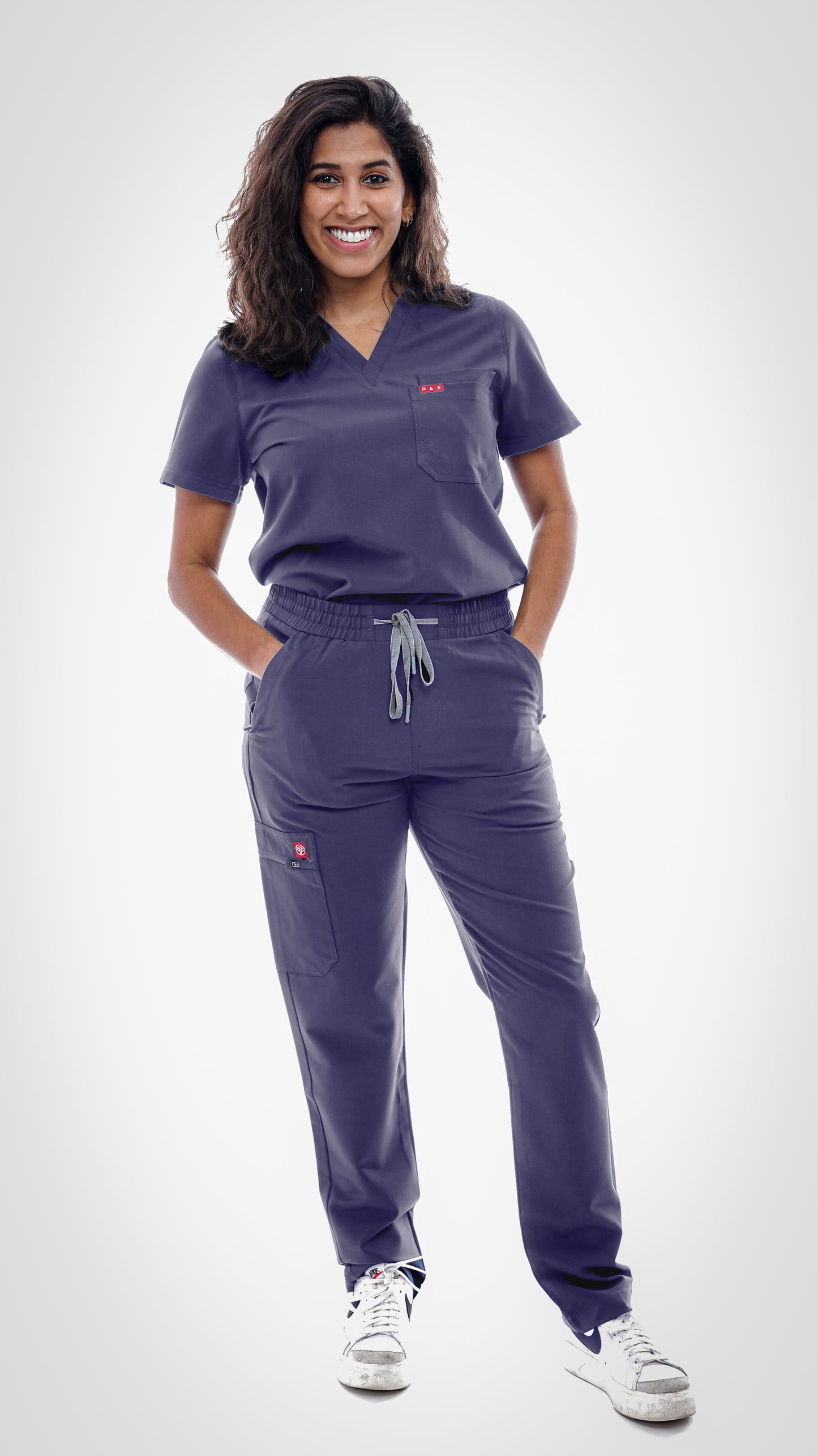 Grey Sequi Women Scrubs Set