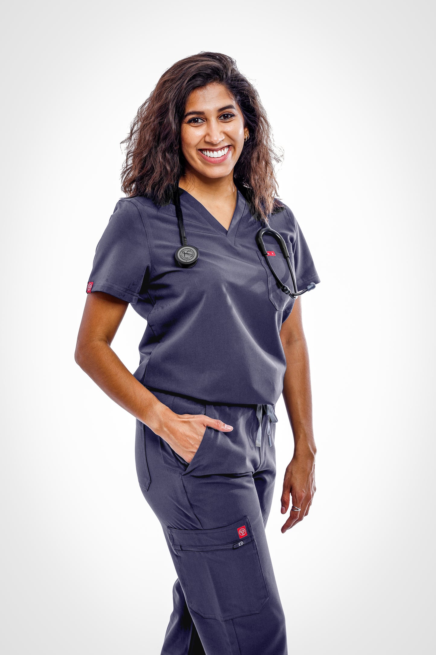 Grey Sequi Women Scrubs Set