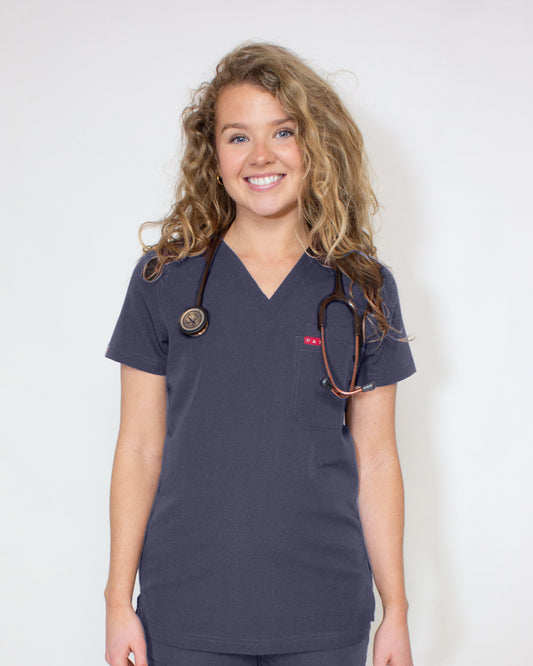 Grey Sequi Women Scrubs Top