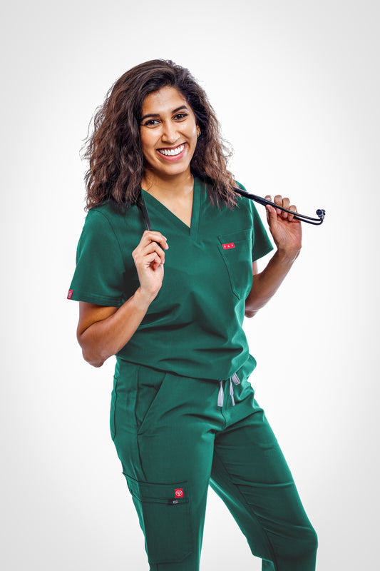Green Sequi Women Scrubs Set