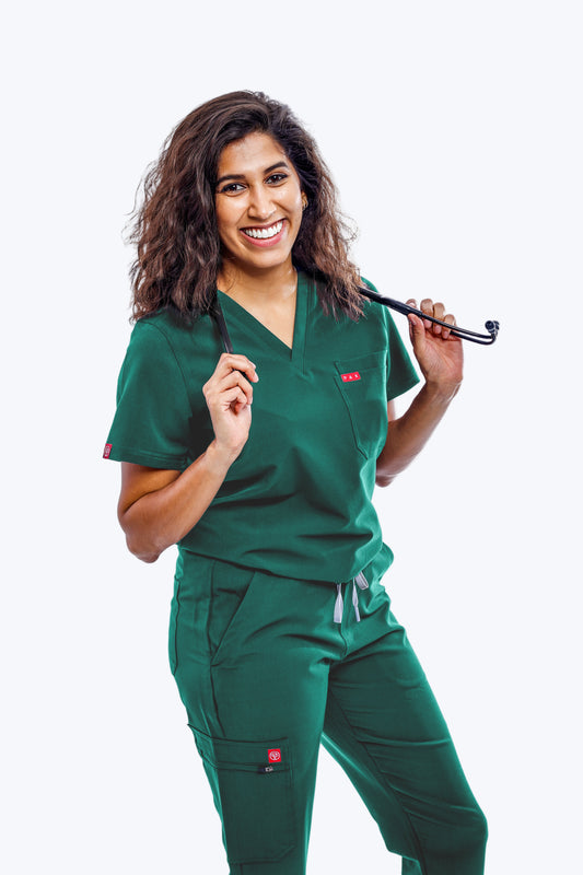 Green Sequi Women Scrubs Set