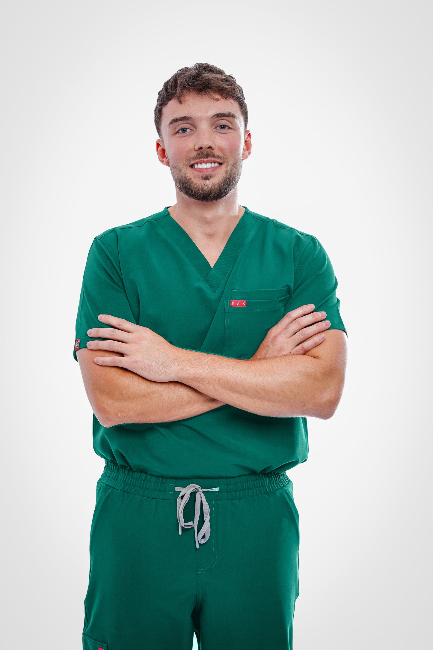 Green Sequi Men Scrubs Set