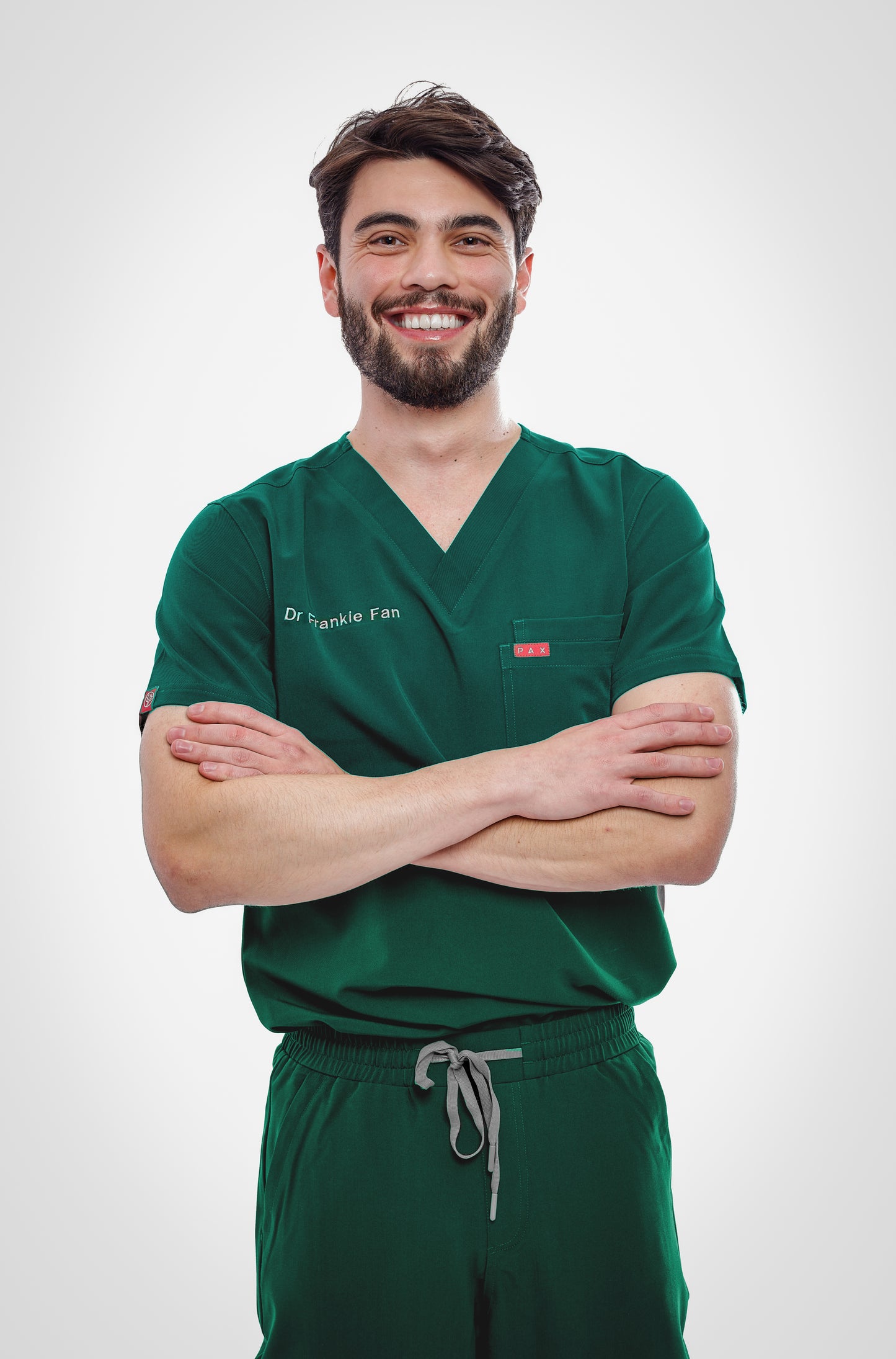 Green Sequi Men Scrubs Top