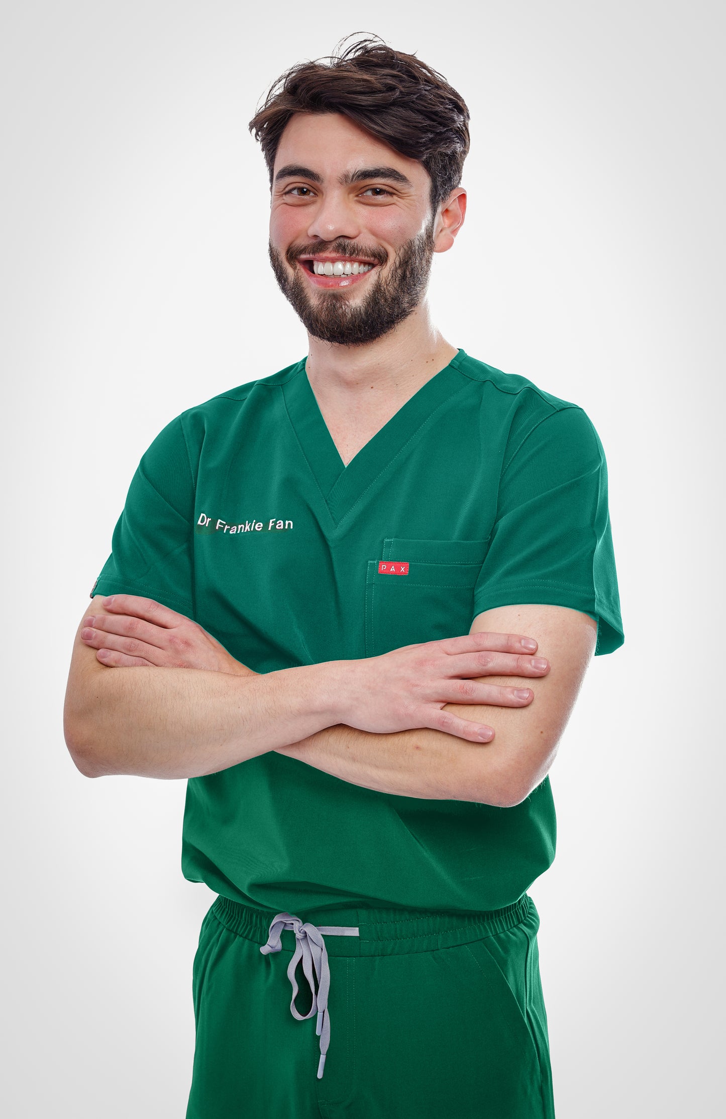 Green Sequi Men Scrubs Top