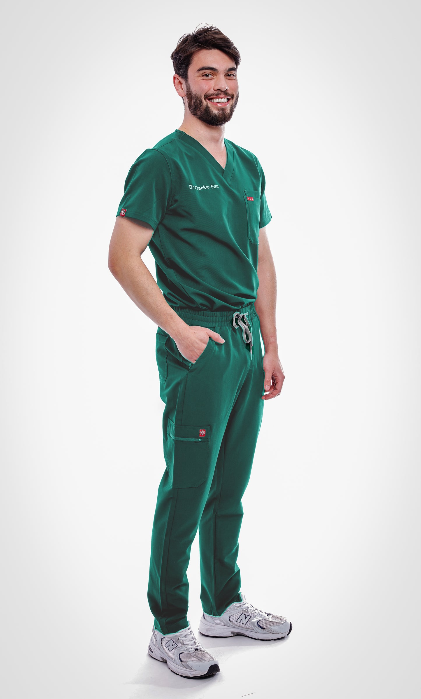 Green Sequi Men Scrubs Top