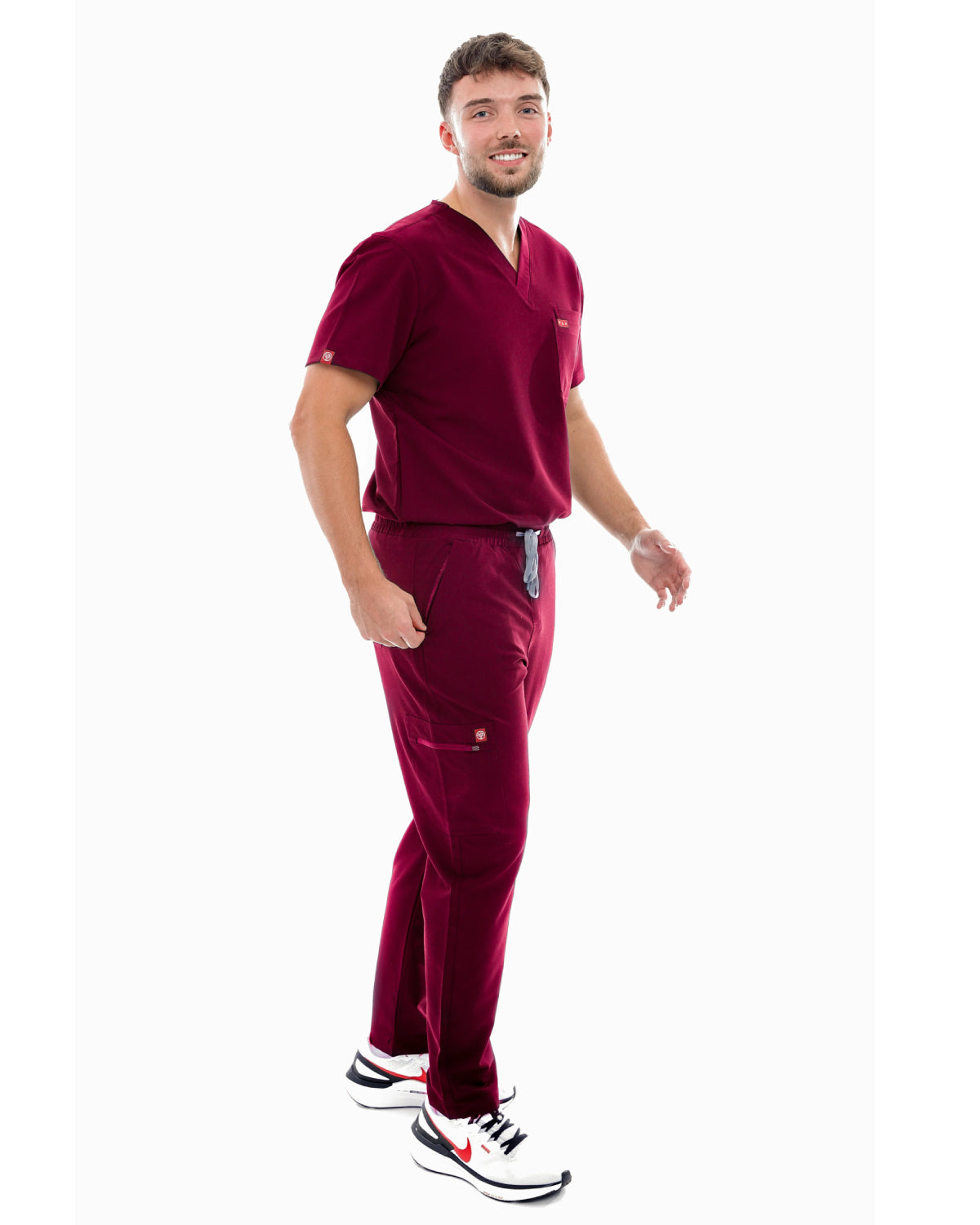 Burgundy Sequi Men Scrubs Set
