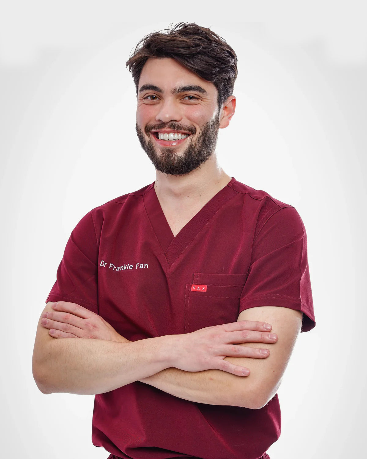 Burgundy Sequi Men Scrubs Top