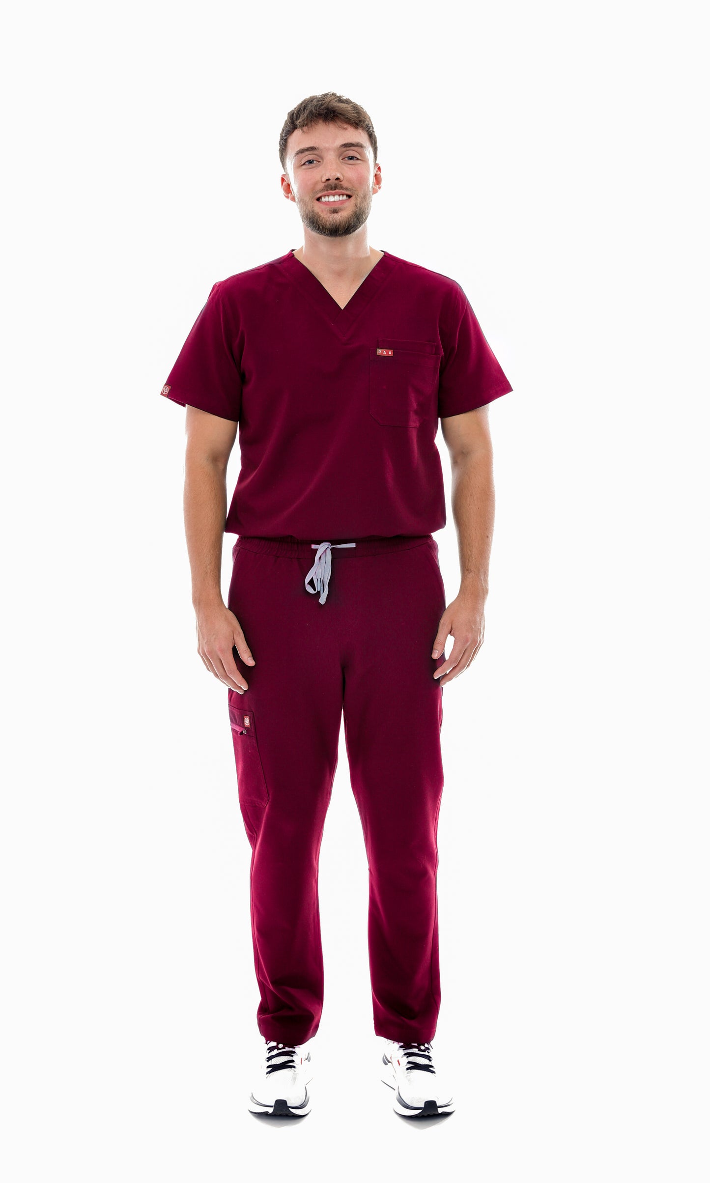 Burgundy Sequi Men Scrubs Set