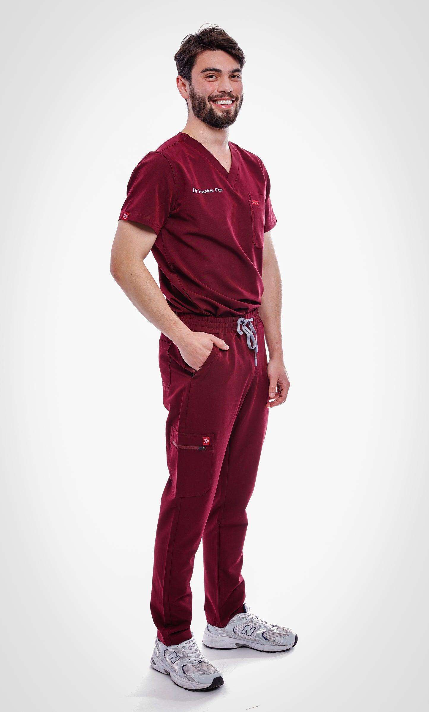 Burgundy Sequi Men Scrubs Top