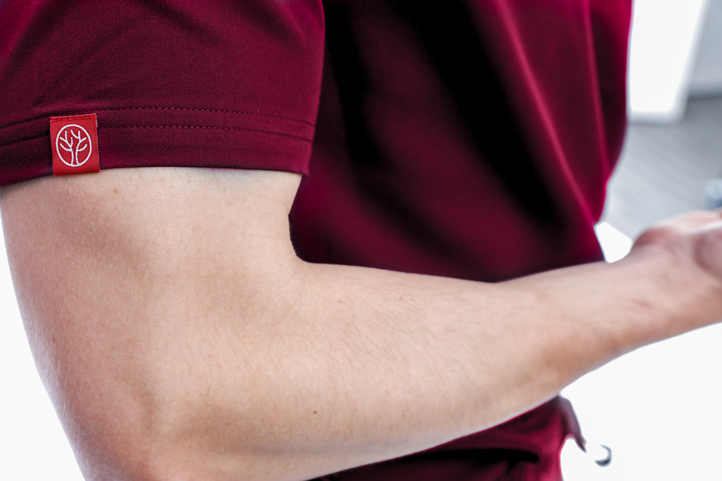 Burgundy Sequi Men Scrubs Top