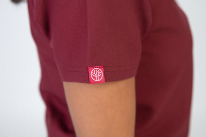 Burgundy Sequi Women Scrubs Top