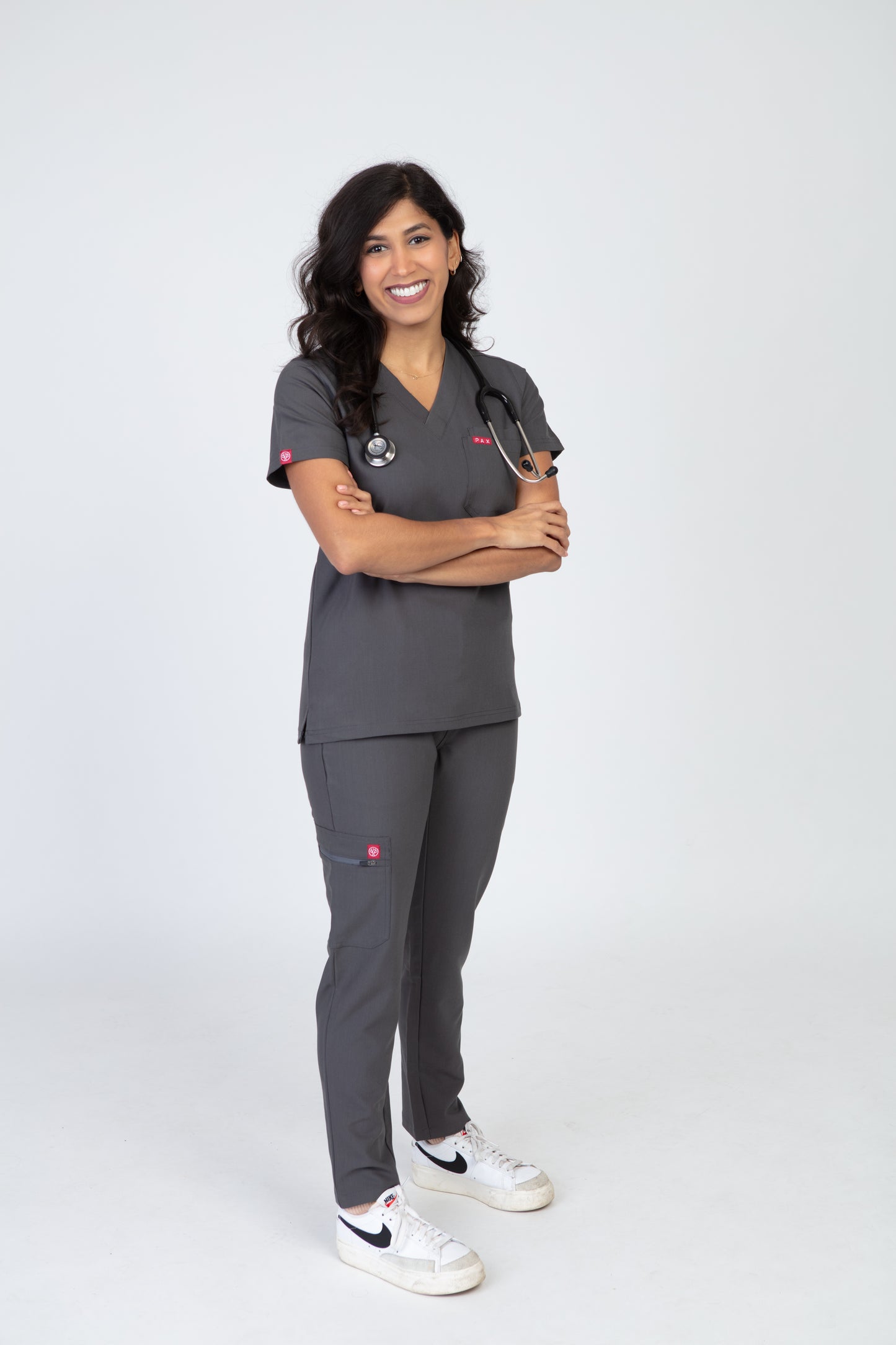 Grey Sequi Women Scrubs Set