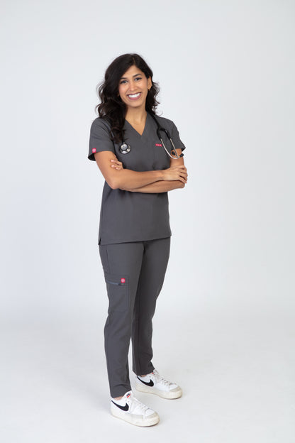 Grey Sequi Women Scrubs Set