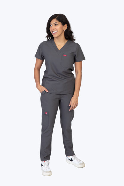 Grey Sequi Women Scrubs Set