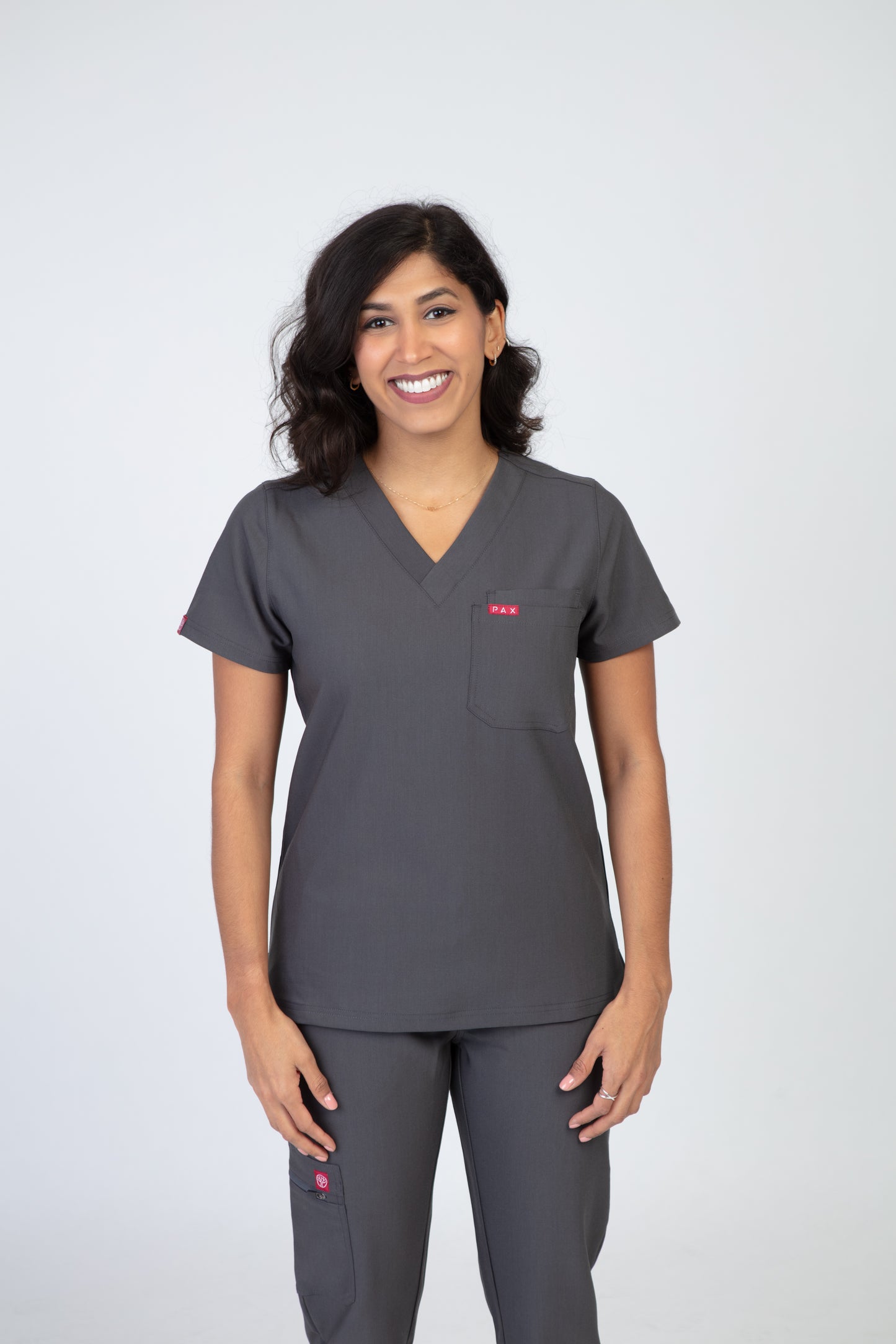 Grey Sequi Women Scrubs Top