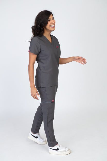 Grey Sequi Women Scrubs Top