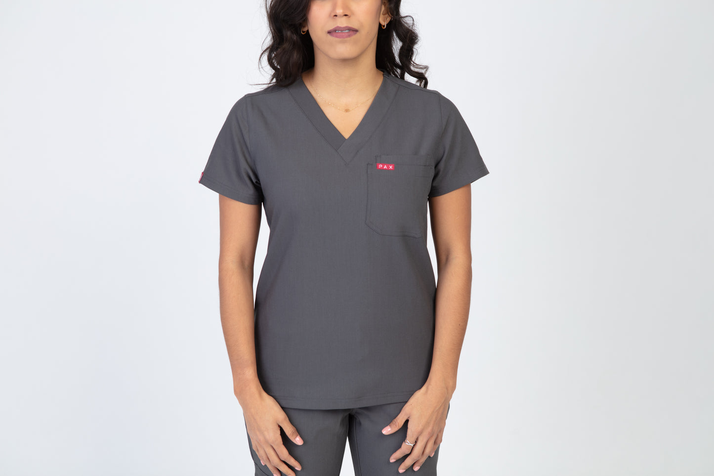 Grey Sequi Women Scrubs Top
