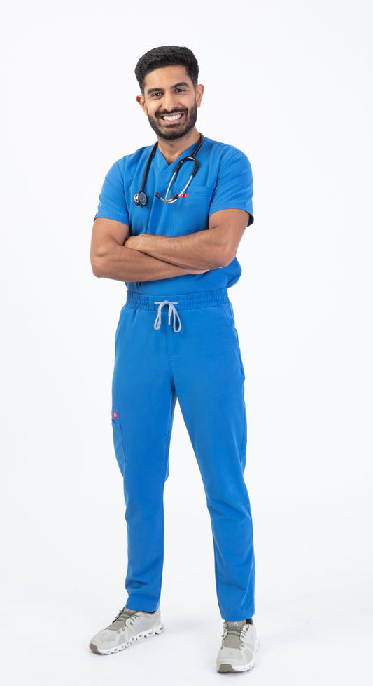 Royal Blue Sequi Men Scrubs Bottom