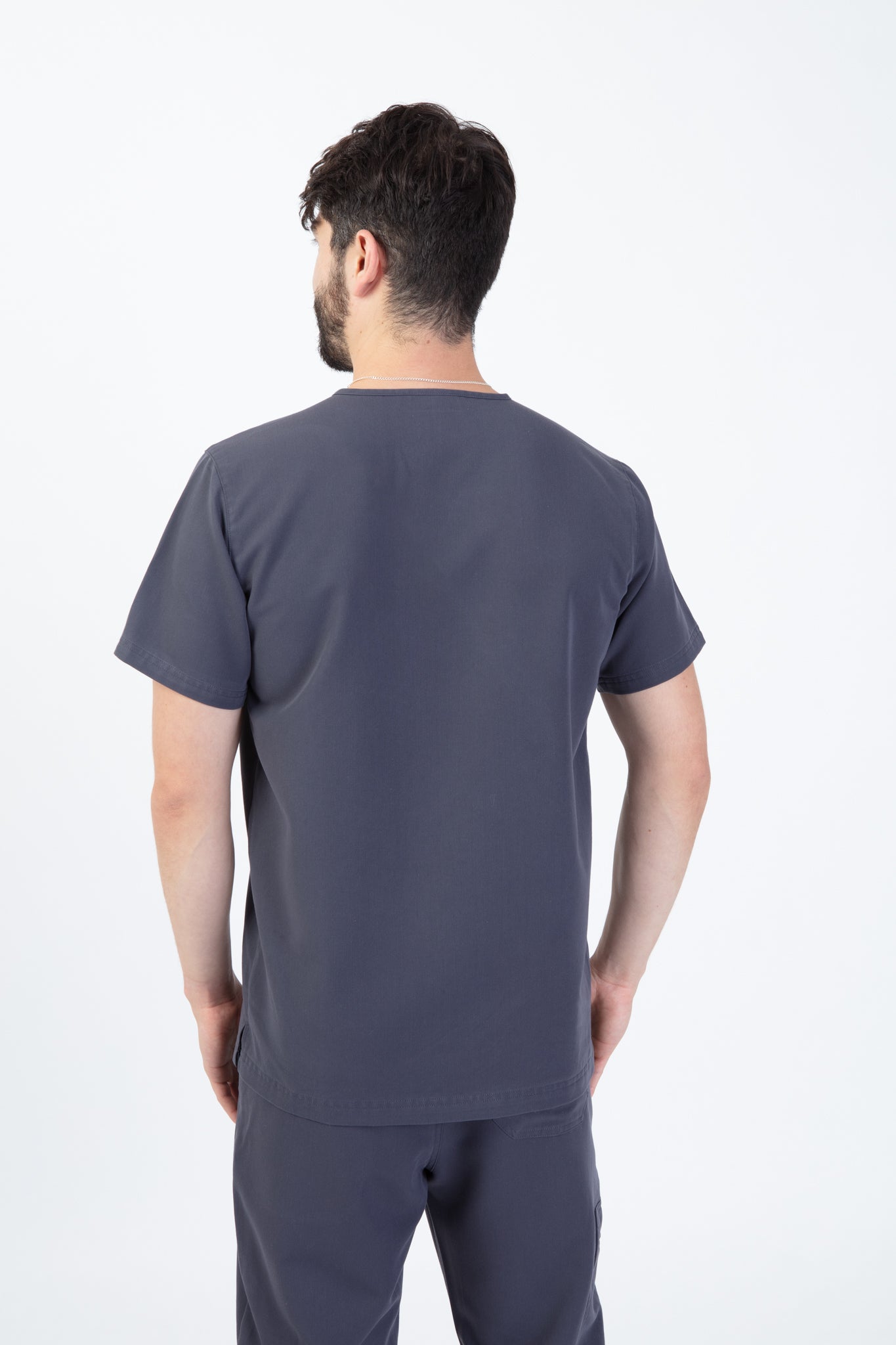 Grey Sequi Men Scrubs Top