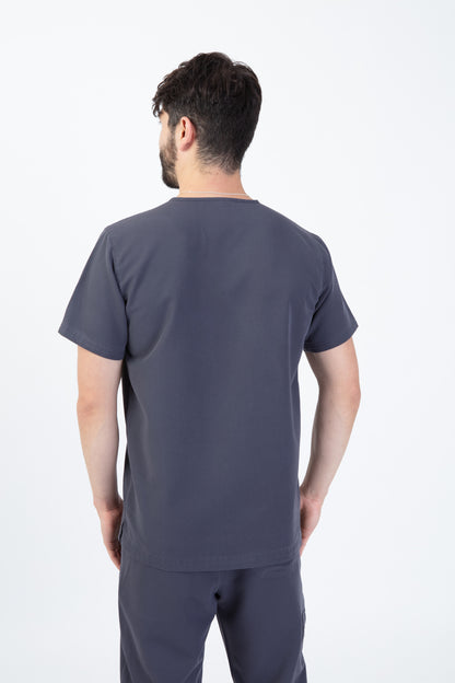 Grey Sequi Men Scrubs Top
