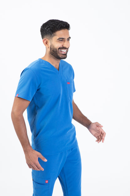 Royal Blue Sequi Men Scrubs Top