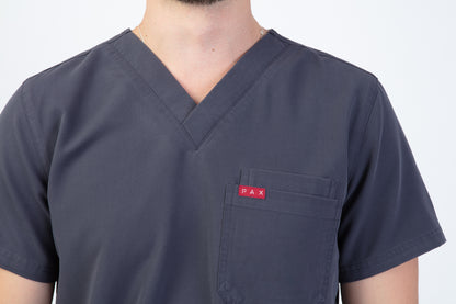 Grey Sequi Men Scrubs Top