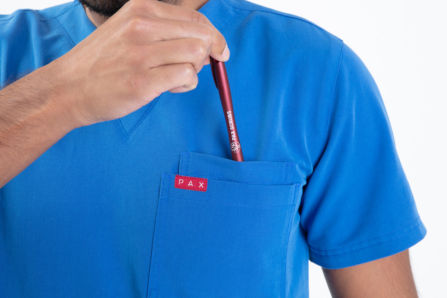 Royal Blue Sequi Men Scrubs Top