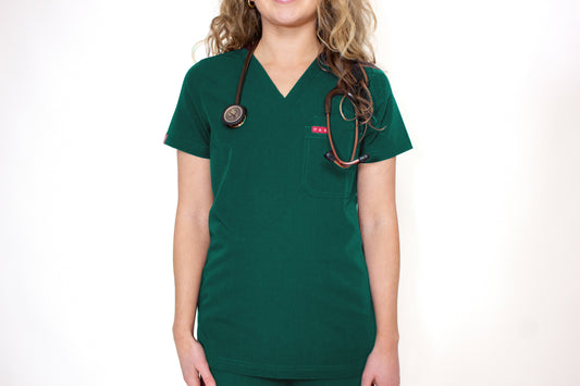 Green Sequi Women Scrubs Top
