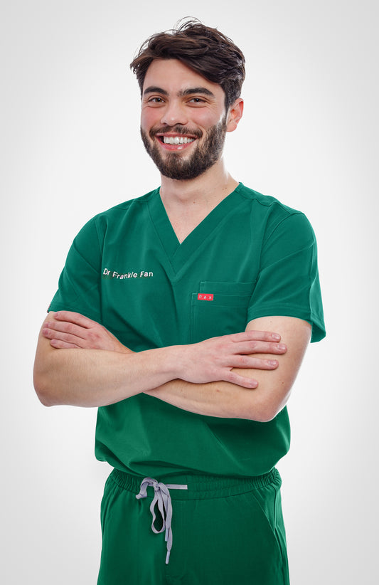 Green Sequi Men Scrubs Top