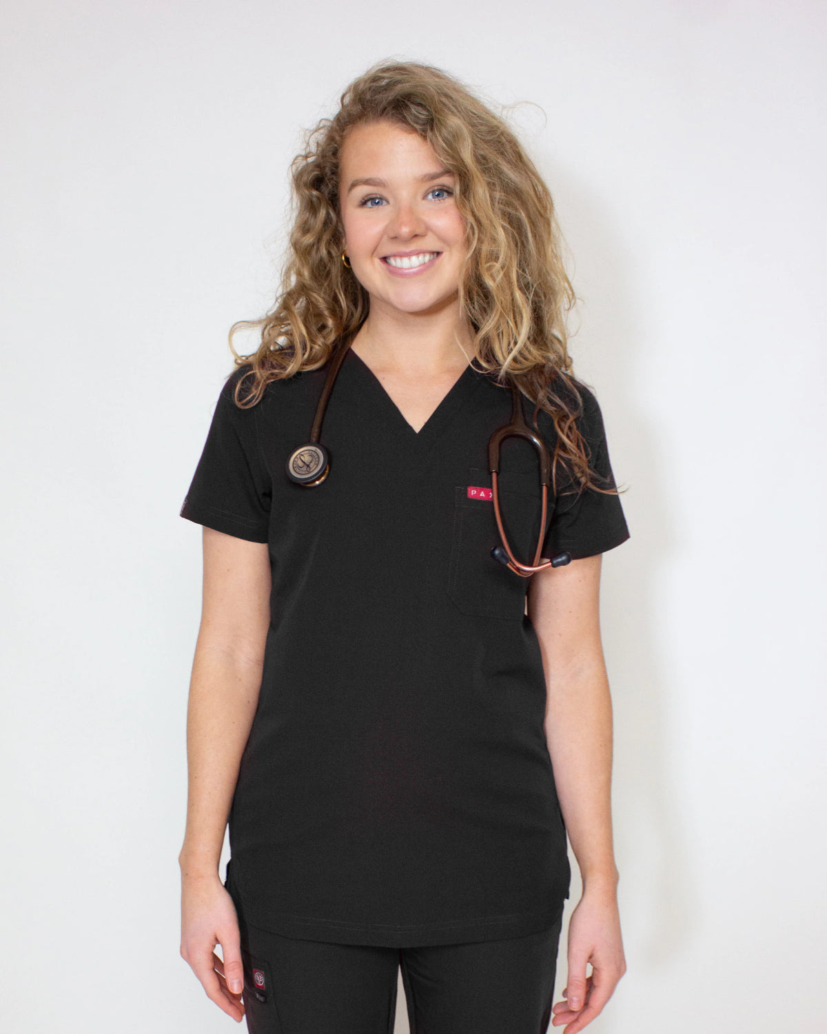 Sequi Womens Black Scrubs Top