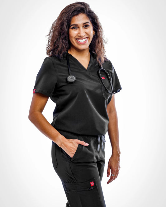 Sequi Womens Black Scrubs Set