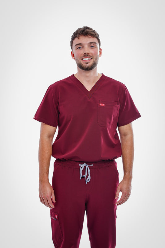 Sequi Mens Burgundy Scrubs Set