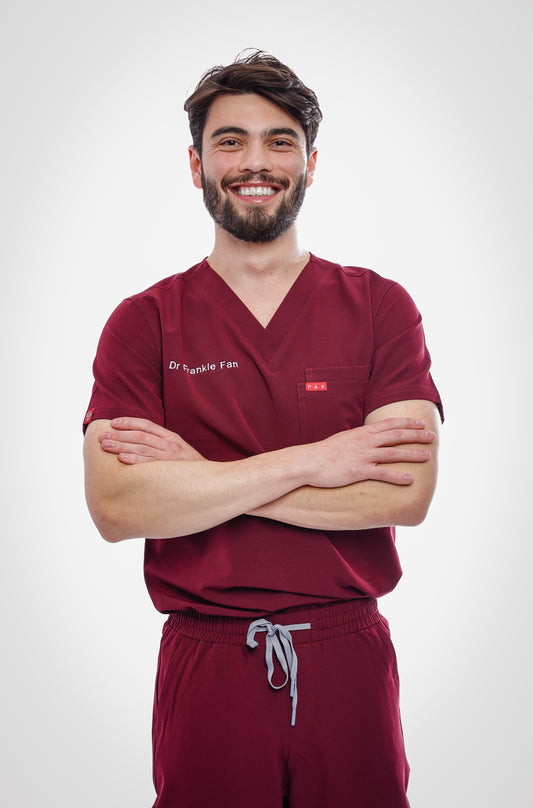 Sequi Mens Scrubs Burgundy Top