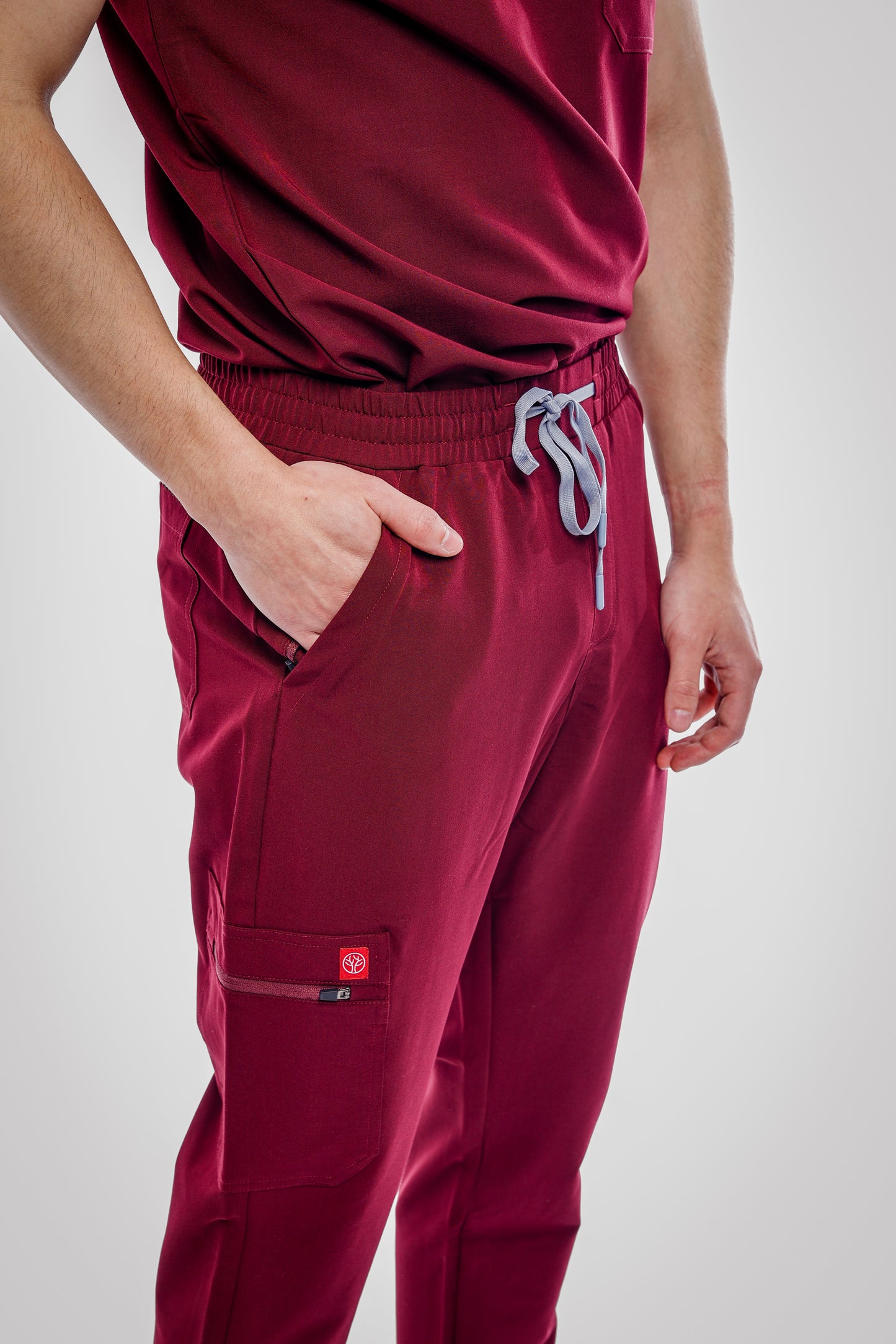 Sequi Mens Scrubs Burgundy Bottoms