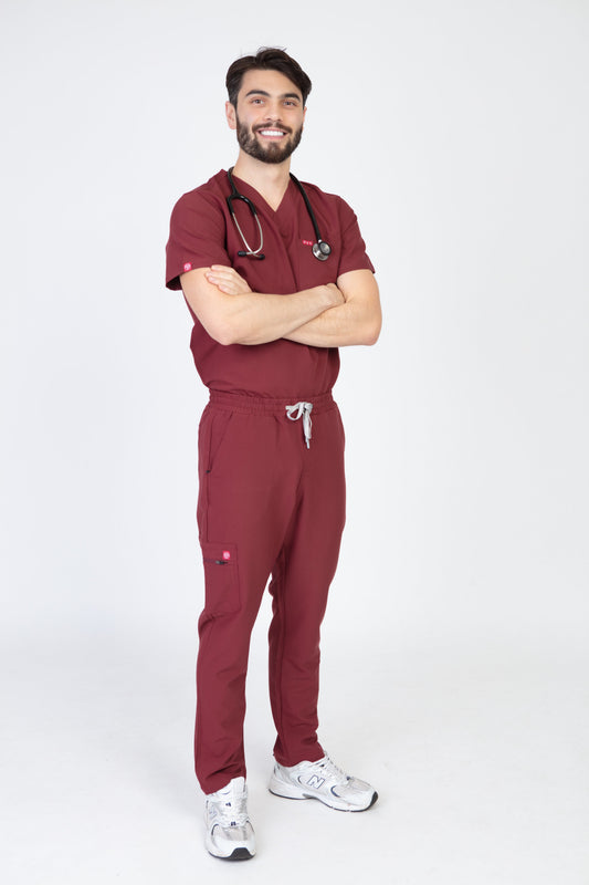 Burgundy Sequi Scrub Top 2