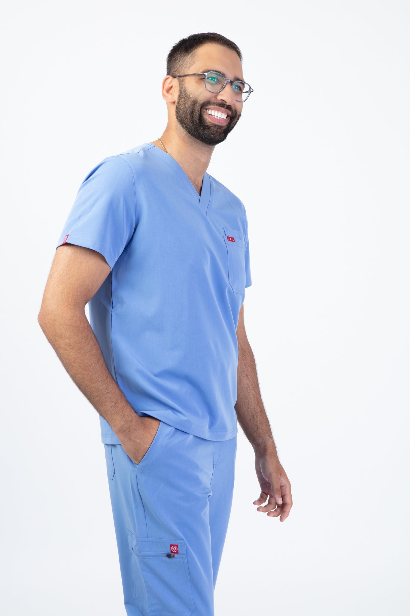Ceil Blue Sequi Scrub Top 4