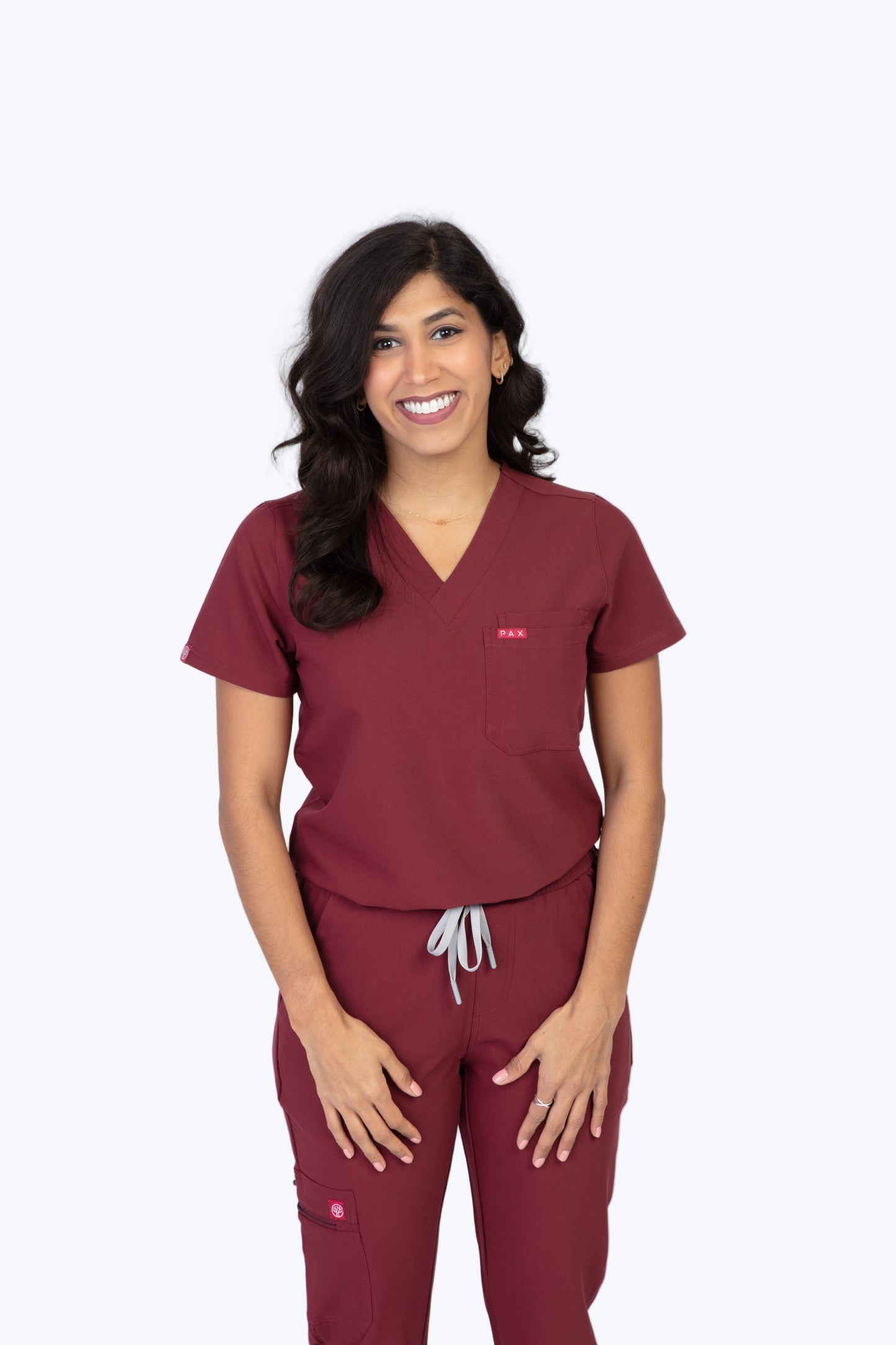 Burgundy Sequi Scrub Top 2